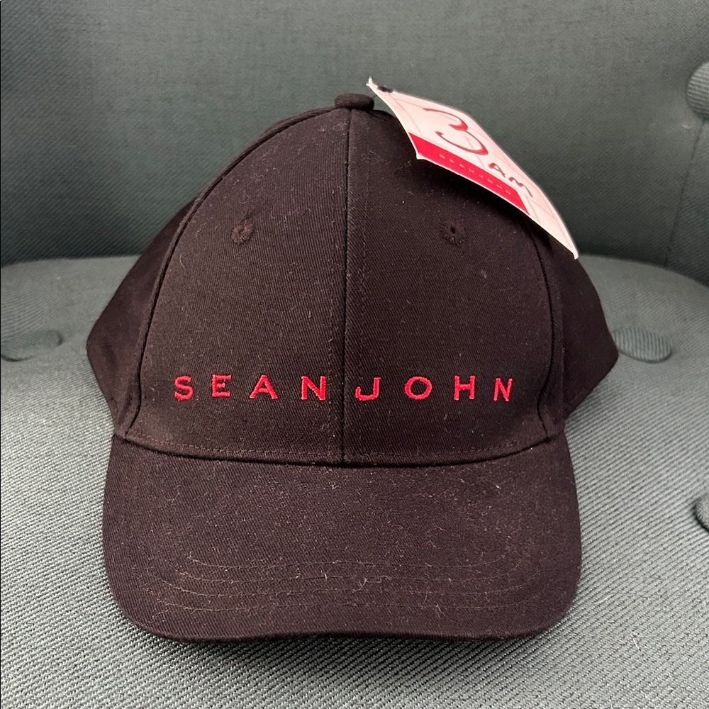 Sean John Black Hat with Red Logo